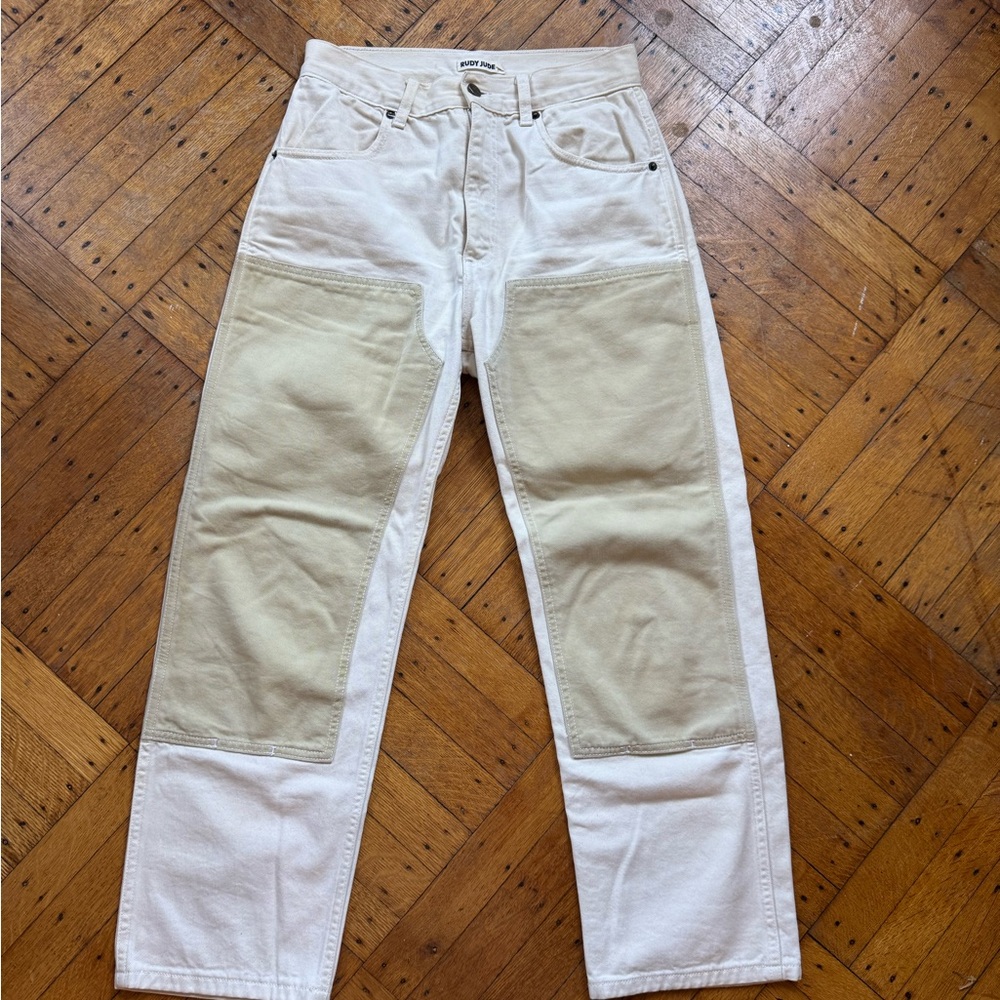 Rudy Jude Cream and Tan Straight Leg Pants